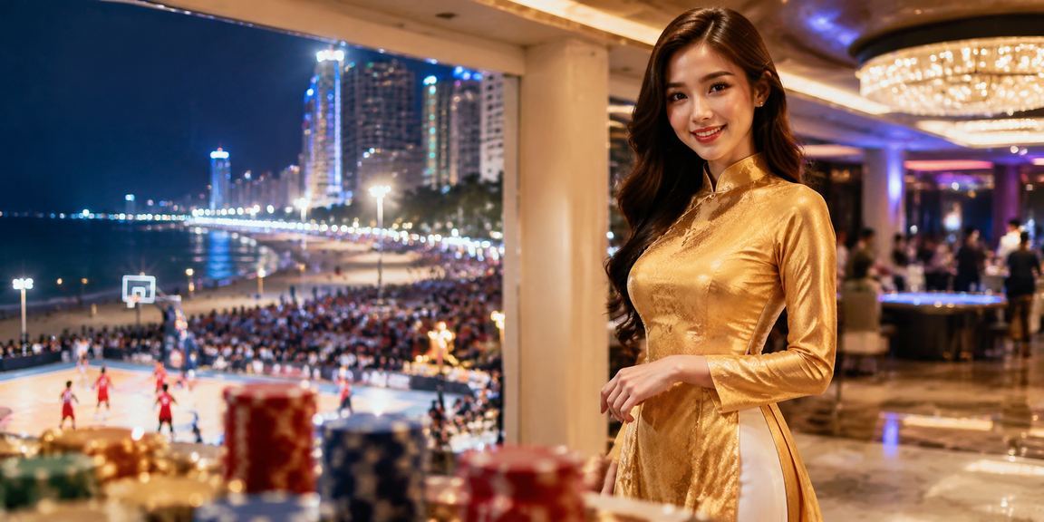 Người dùng Nha Trang đặt kèo bóng rổ qua điện thoại trong trang phục áo dài