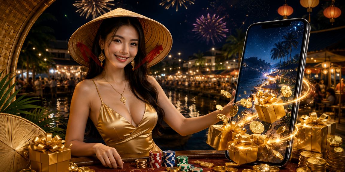 Cảnh đặt cược và giải trí casino tại Việt Nam với giao diện hiện đại trên màn hình